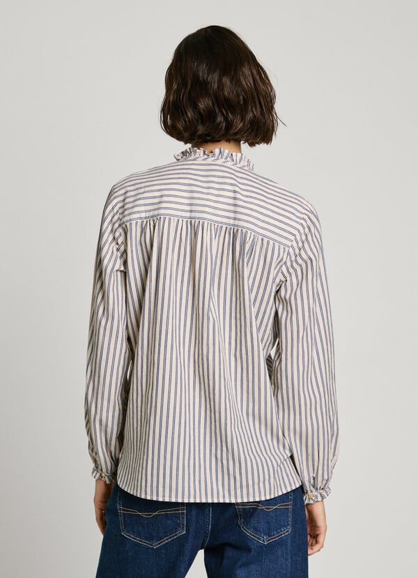 Pepe Jeans Blusa Rayas Volantes En Cuello