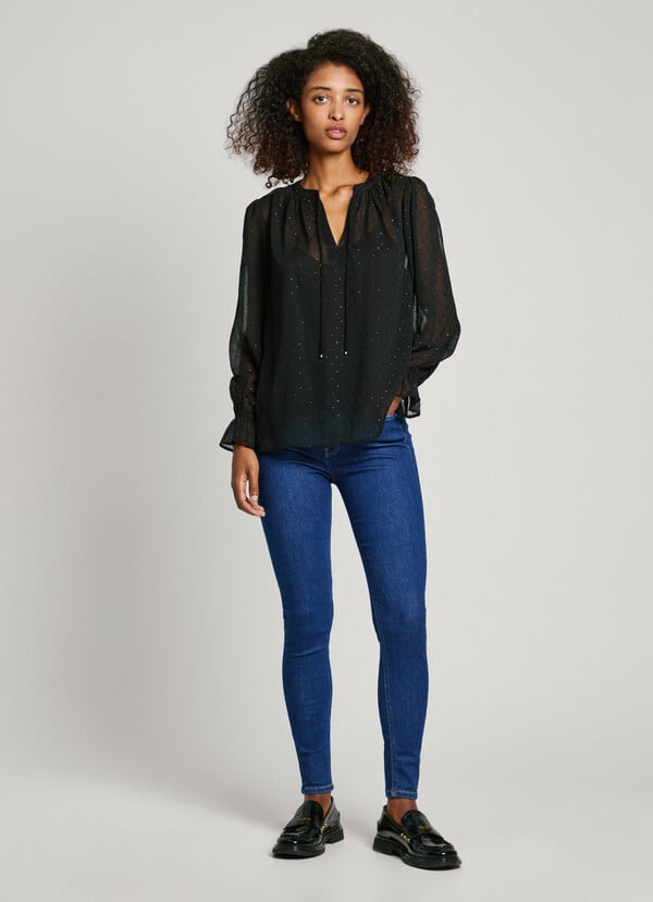 Pepe Jeans Blusa Semitransparente Plumeti