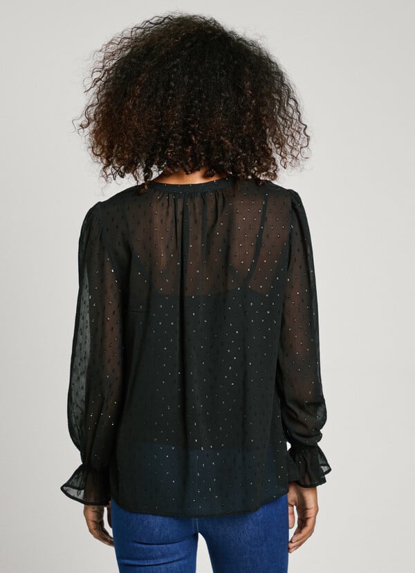Pepe Jeans Blusa Semitransparente Plumeti