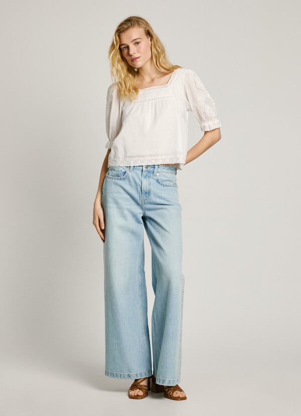 Pepe Jeans Blusa Voile Con Detalles Bordados