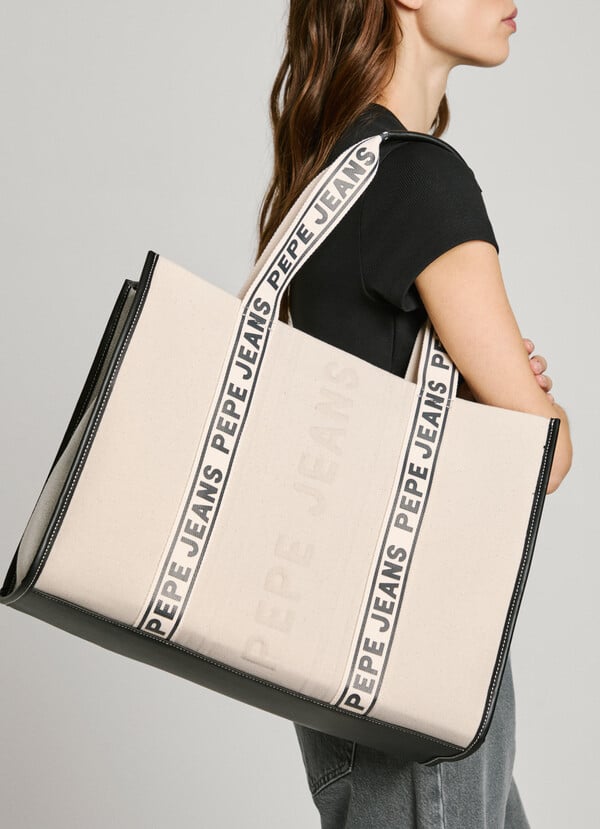 Pepe Jeans bolso tote con detalles efecto piel