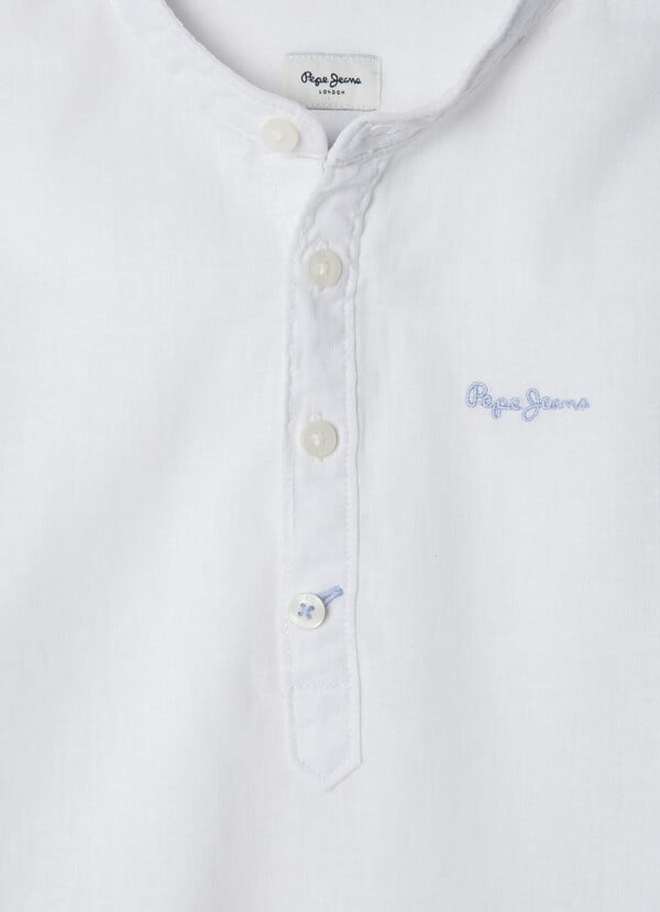 Pepe Jeans Camisa Cuello Mao Con Logo Bordado