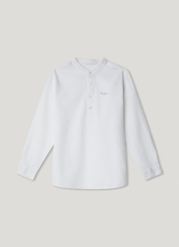 Pepe Jeans camisa cuello mao con logo bordado