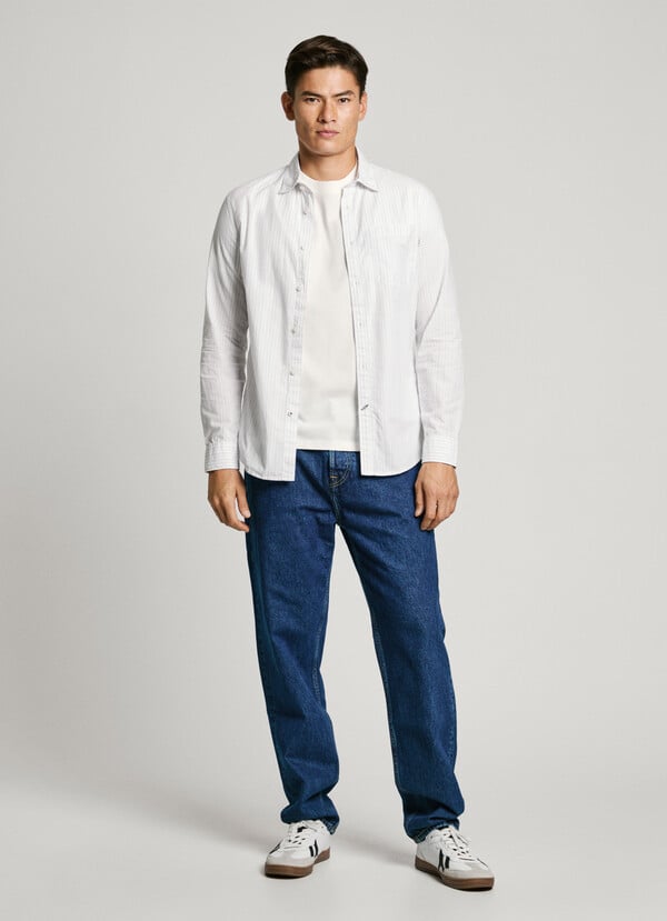 Pepe Jeans Camisa Popelín Rayas Fit Slim