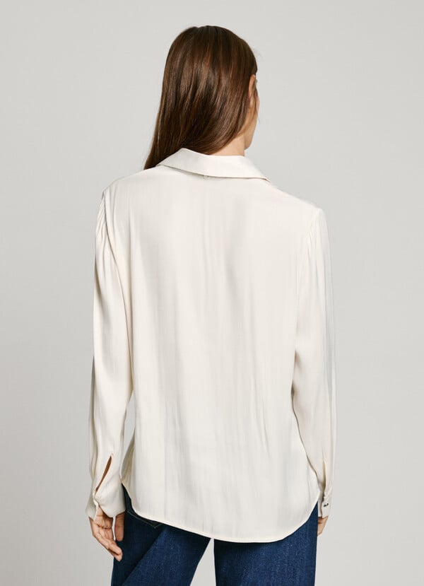 Pepe Jeans Camisa Satén Con Lazo Terciopelo