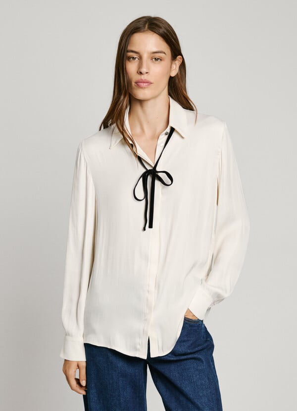 Pepe Jeans camisa satén con lazo terciopelo