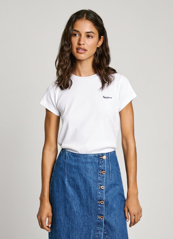 Pepe Jeans camiseta canalé logo estampado