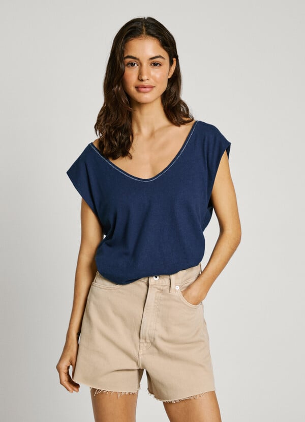 Pepe Jeans Camiseta Cuello Pico Fit Relaxed