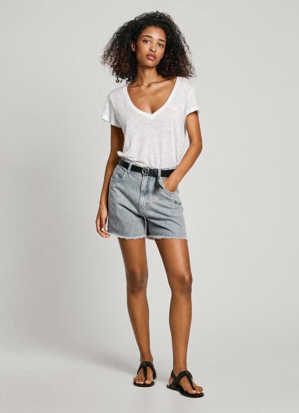 Pepe Jeans Camiseta Cuello Pico Logo Bordado