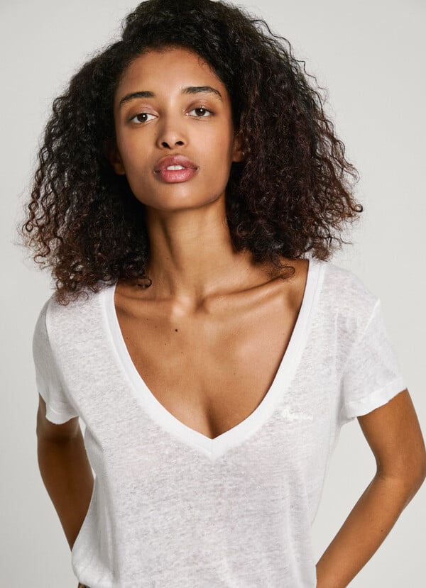 Pepe Jeans Camiseta Cuello Pico Logo Bordado