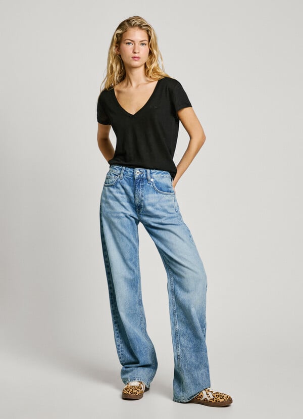 Pepe Jeans Camiseta Cuello Pico Logo Bordado