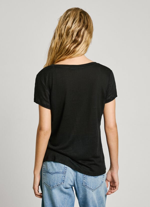 Pepe Jeans Camiseta Cuello Pico Logo Bordado