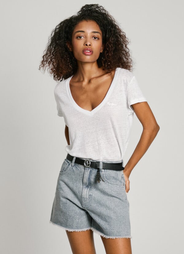 Pepe Jeans camiseta cuello pico logo bordado