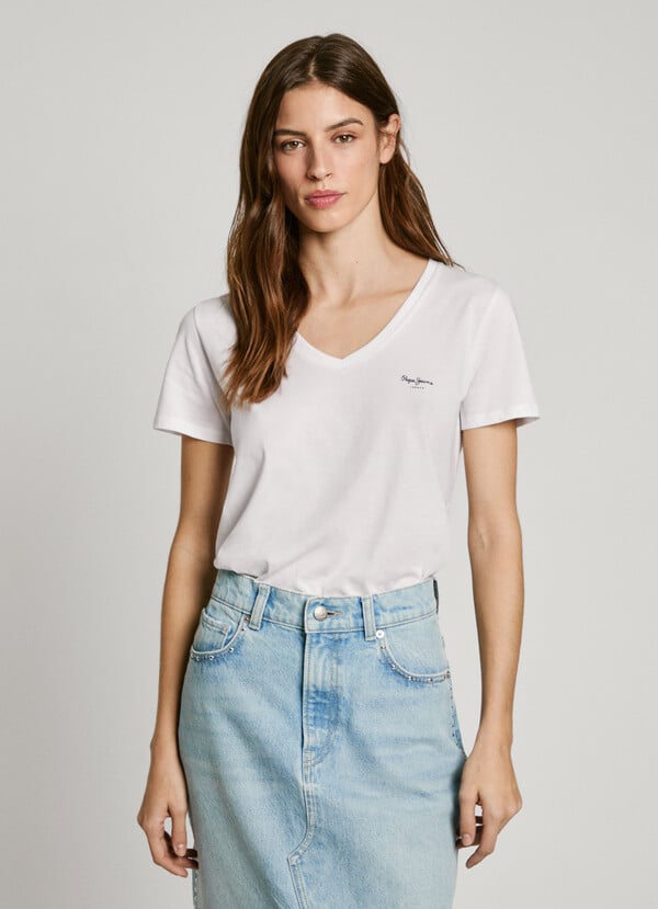 Pepe Jeans Camiseta Cuello Pico Logo Estampado