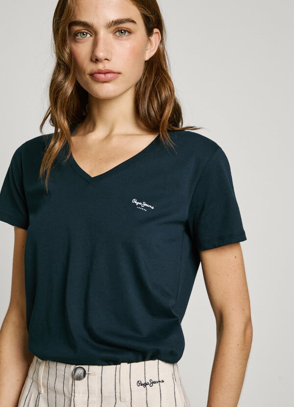 Pepe Jeans camiseta cuello pico logo estampado