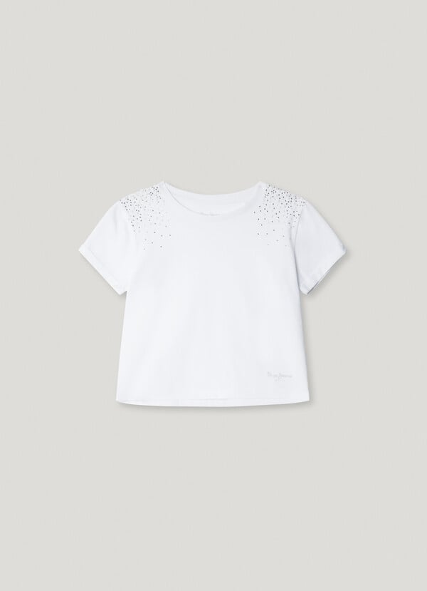 Pepe Jeans camiseta detalle strass fit cropped