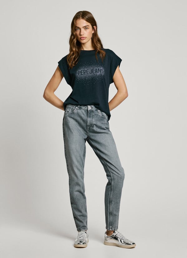 Pepe Jeans Camiseta Logo Strass Fit Boxy