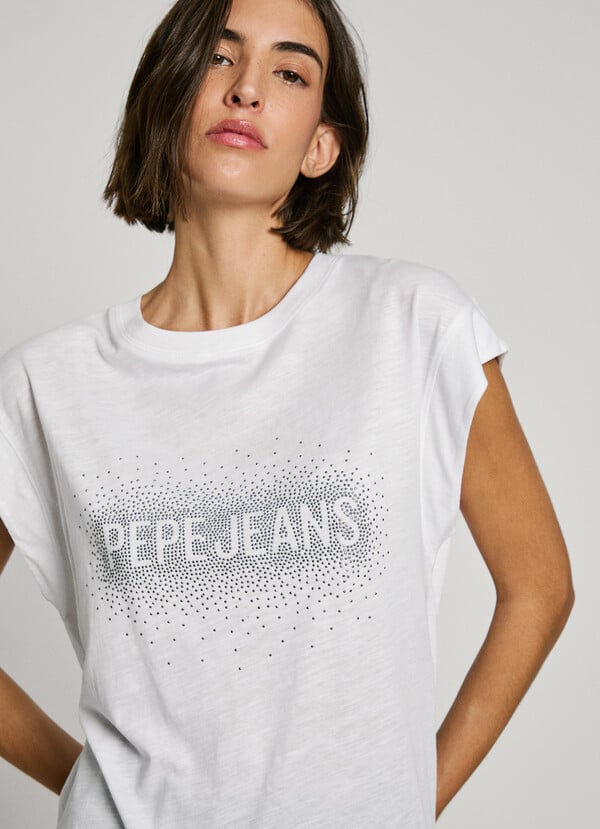 Pepe Jeans camiseta logo strass fit boxy