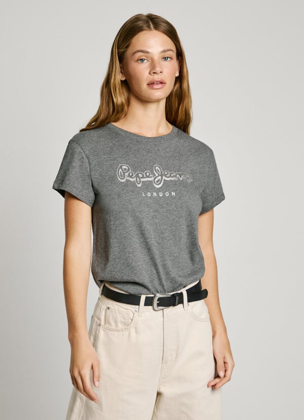 Pepe Jeans Camiseta Logo Strass Fit Regular
