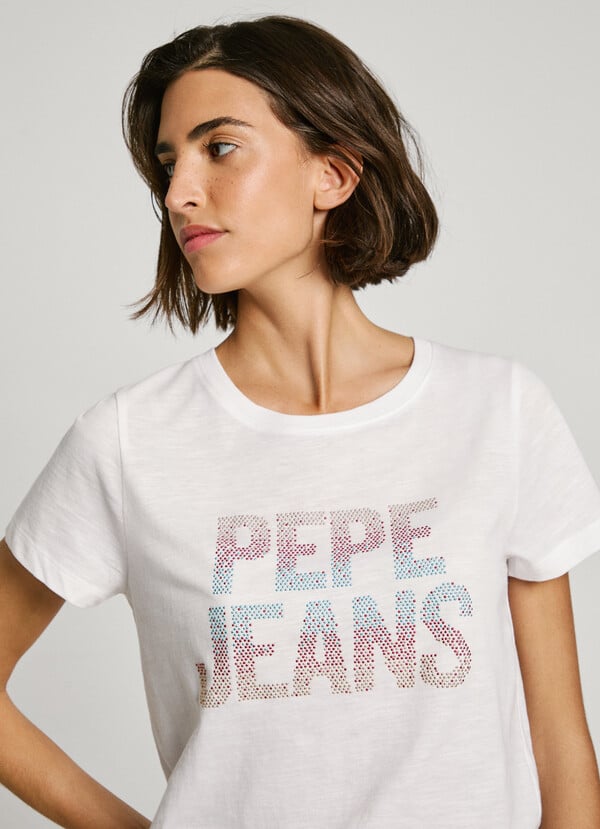 Pepe Jeans Camiseta Logo Strass Fit Regular
