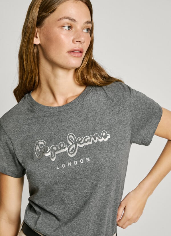 Pepe Jeans camiseta logo strass fit regular