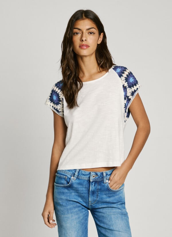 Pepe Jeans Camiseta Manga Ranglán En Crochet
