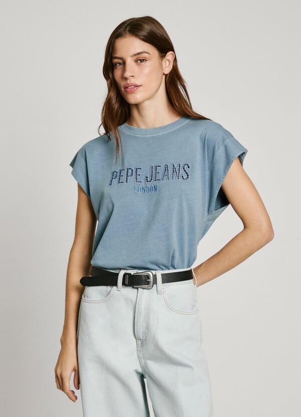 Pepe Jeans camiseta sin mangas logo calado