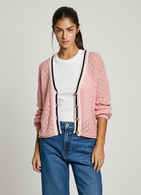 Pepe Jeans cárdigan calado cuello pico