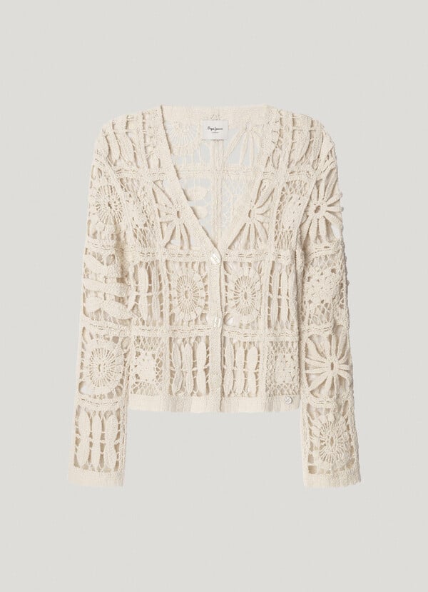 Pepe Jeans Cárdigan Crochet Cuello Pico