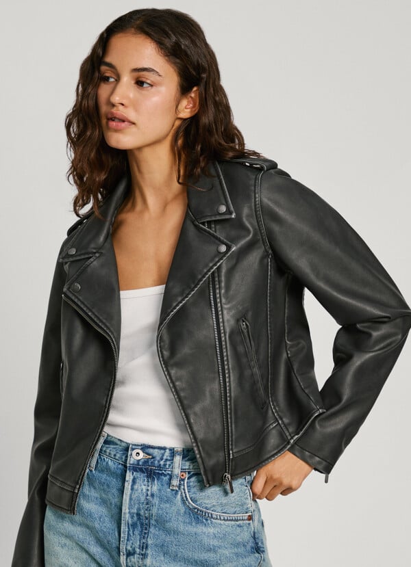 Pepe Jeans cazadora biker efecto piel