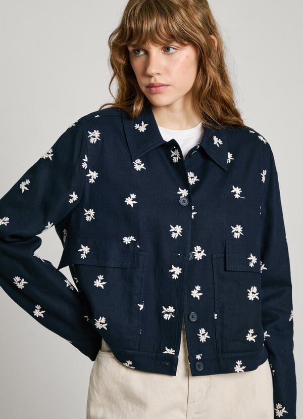 Pepe Jeans Cazadora Con Flores Bordadas
