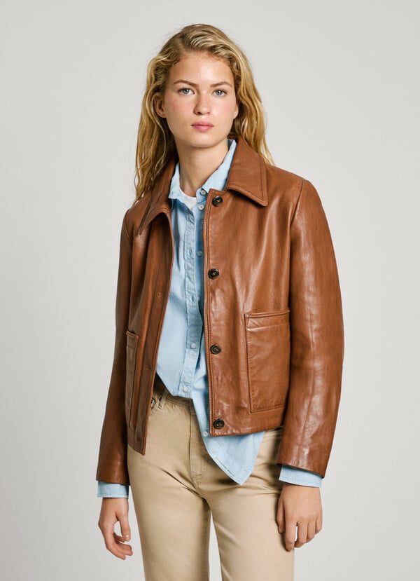 Pepe Jeans cazadora piel cierre abotonado