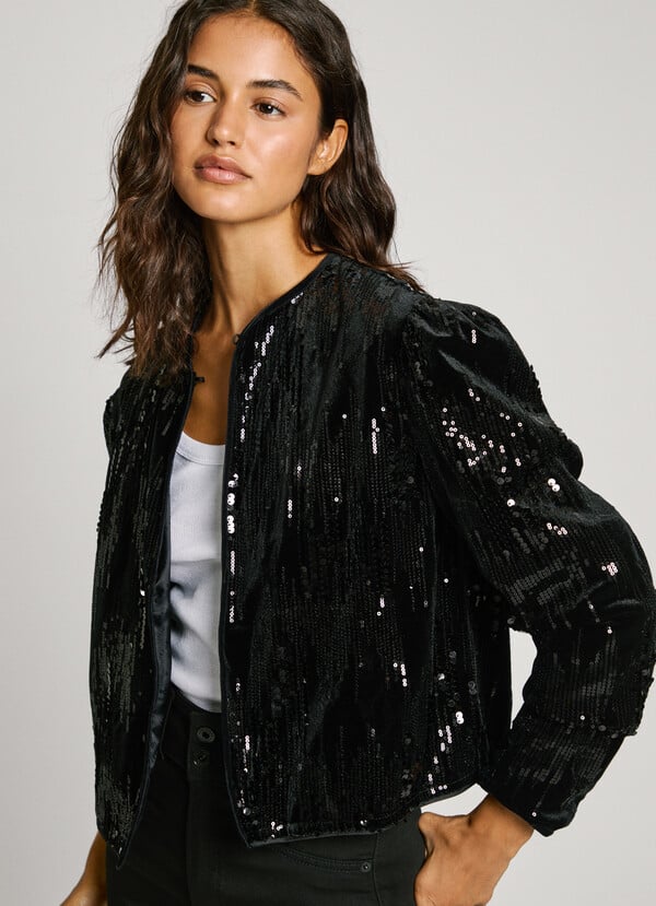 Pepe Jeans Chaqueta Terciopelo Con Lentejuelas