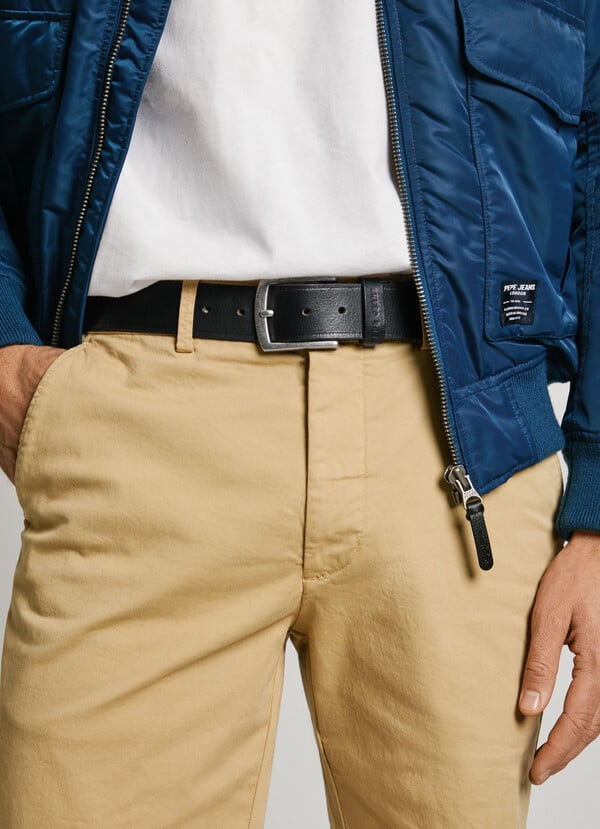 Pepe Jeans cinturón piel logo en relieve