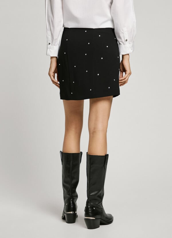 Pepe Jeans Falda Corta Con Pedrería