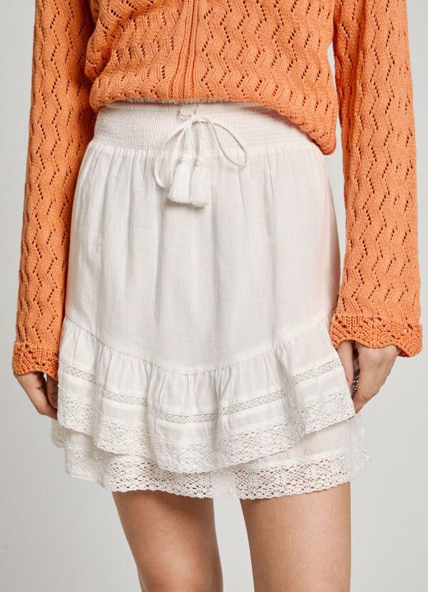 Pepe Jeans Falda Corta Con Volantes Bordados