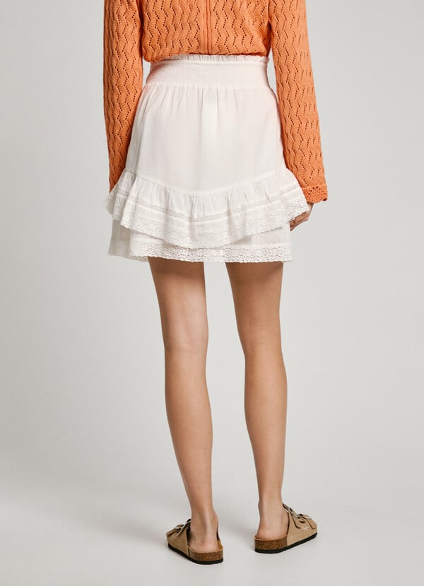 Pepe Jeans Falda Corta Con Volantes Bordados