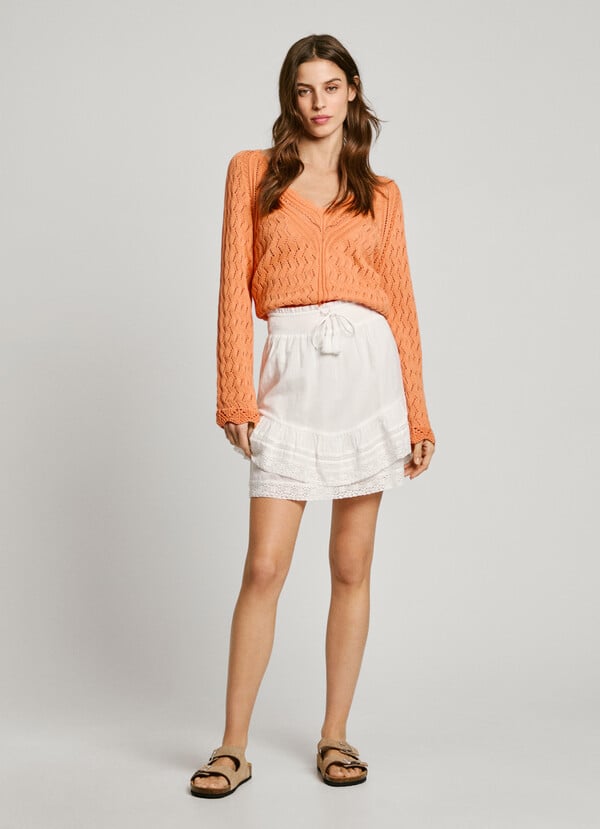 Pepe Jeans falda corta con volantes bordados