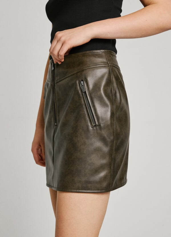 Pepe Jeans Falda Corta Efecto Piel