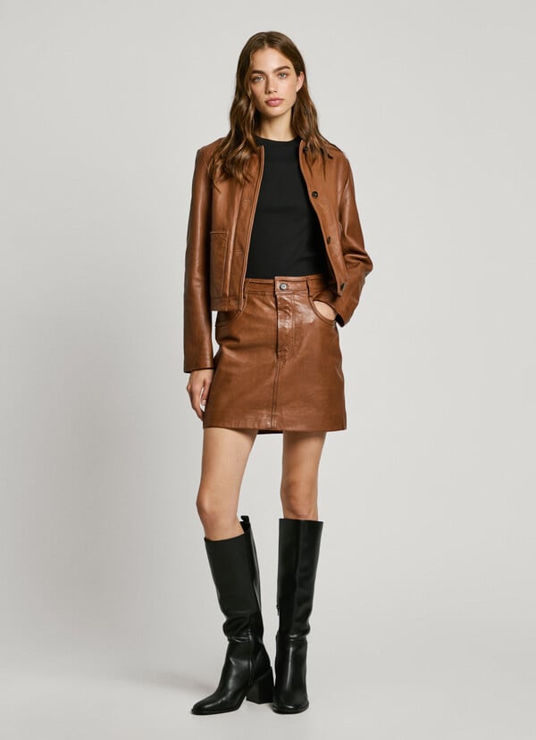 Pepe Jeans falda corta piel