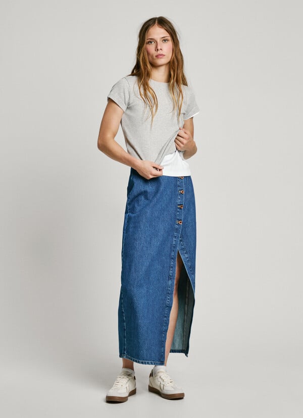 Pepe Jeans falda midi denim fit regular