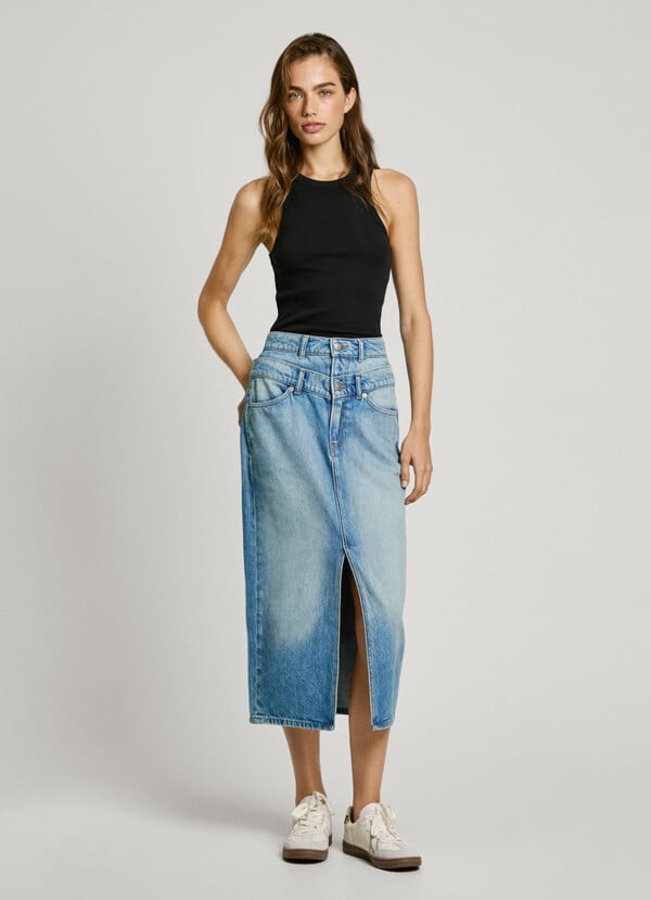 Pepe Jeans falda midi denim fit slim
