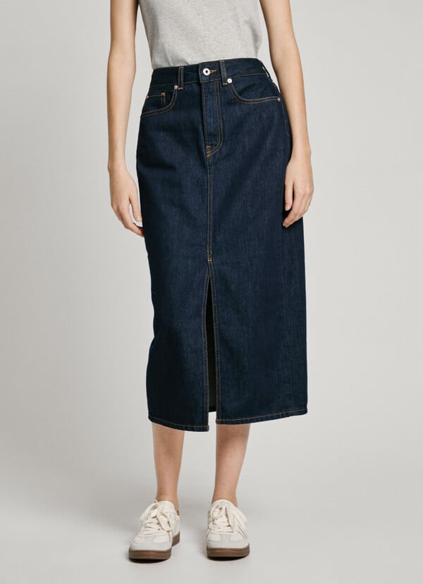 Pepe Jeans Falda Midi Denim Fit Slim