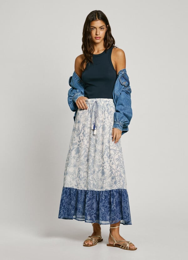 Pepe Jeans falda midi detalles bordados