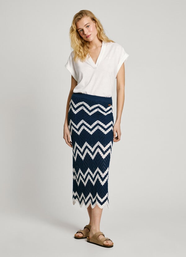 Pepe Jeans falda midi estampado zigzag