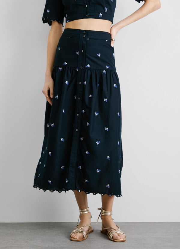 Pepe Jeans Falda Midi Popelín