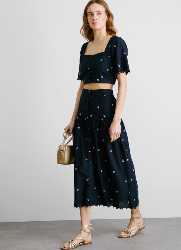 Pepe Jeans falda midi popelín