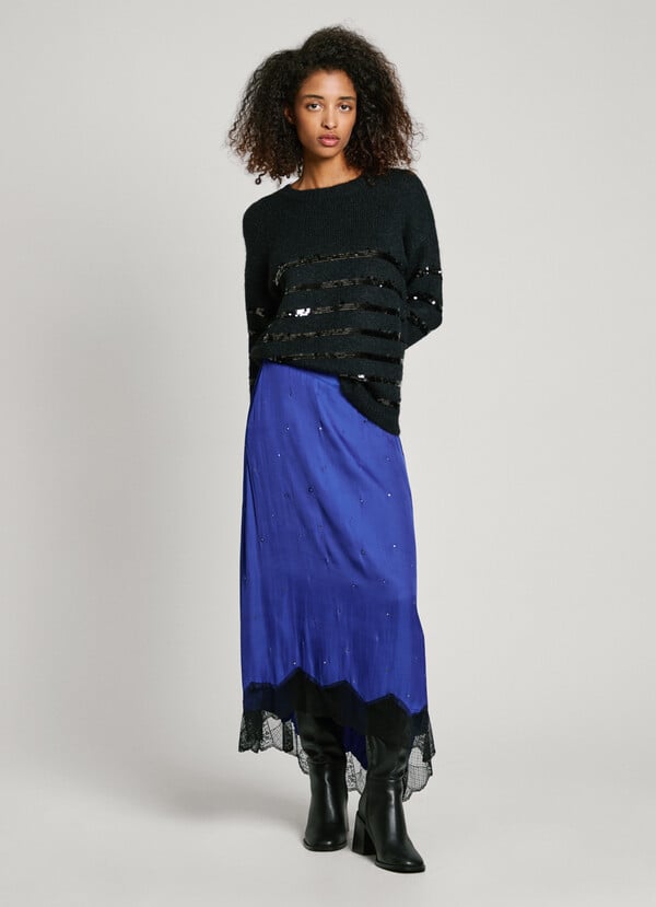 Pepe Jeans falda midi satinada encaje