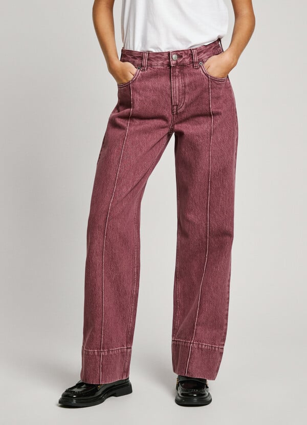 Pepe Jeans Jeans Fit Loose Y Tiro Alto - Berry