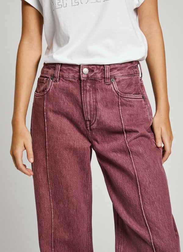 Pepe Jeans Jeans Fit Loose Y Tiro Alto - Berry